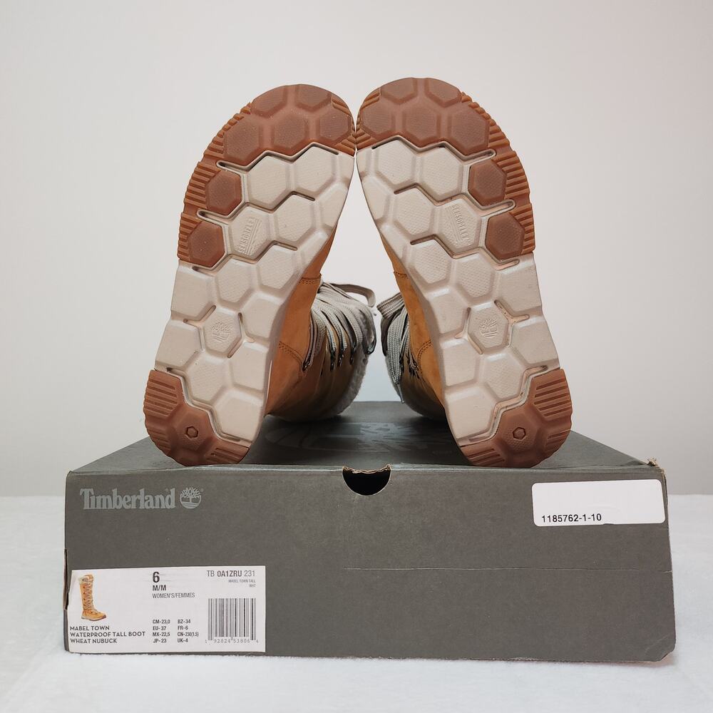Cabincore Knee High Timberland Boots 6 Wheat Nubuck Shearling Gorpcore Apres Ski - Picture 14 of 15